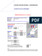 Plantilla Excel Diseño Estructural Concreto Armado de Cimentaciones