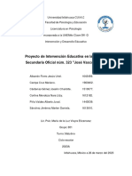 Proyecto de Intervención Educativa en La Escuela Secundaria Oficial Núm. 323 José Vasconcelos