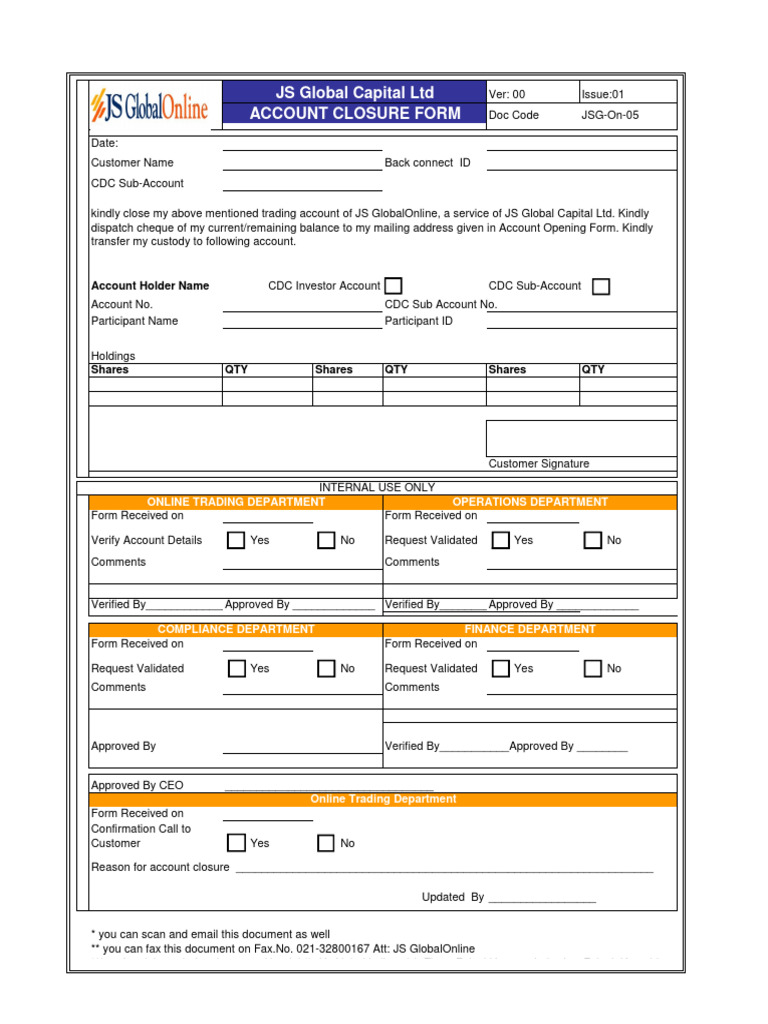 Account Closure Form Customer PDF