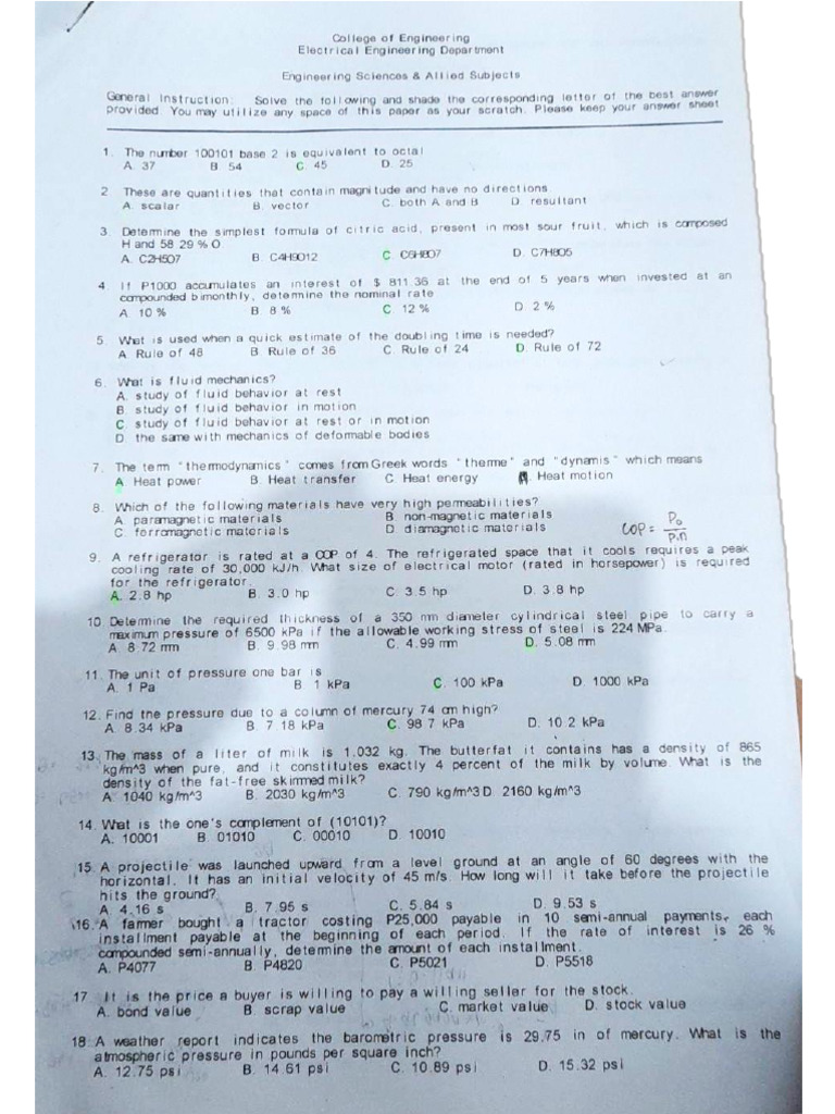 ESAS PRACTICE Problems PDF | PDF