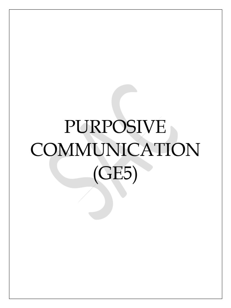GE5 Purposive Communication Module | PDF