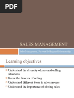 Sales Management, Personal Selling and Salesmanship