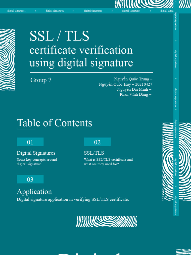 Digital signature pdf transport layer security public key