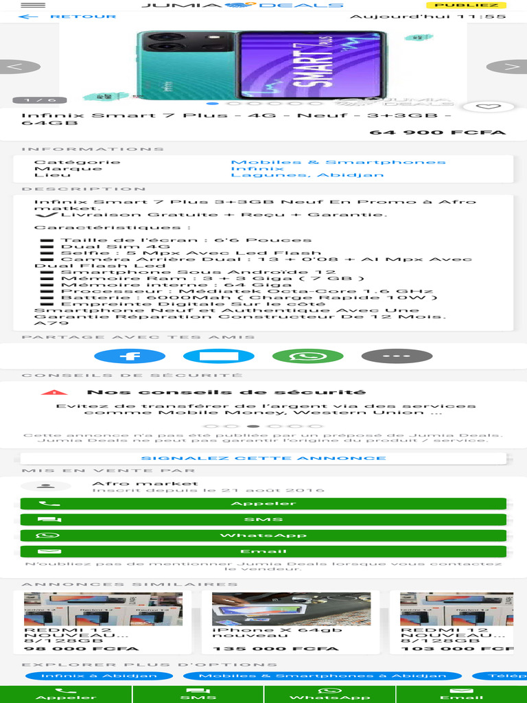 Infinix Smart 7 Plus 4G Neuf 3+3GB 64GB Abidjan Jumia Deals PDF