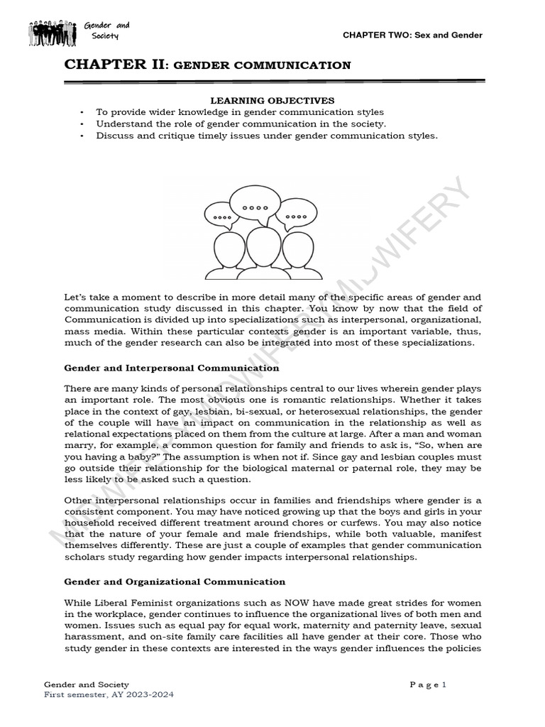 Gender Communication in Society | PDF | Gender | Gender Studies
