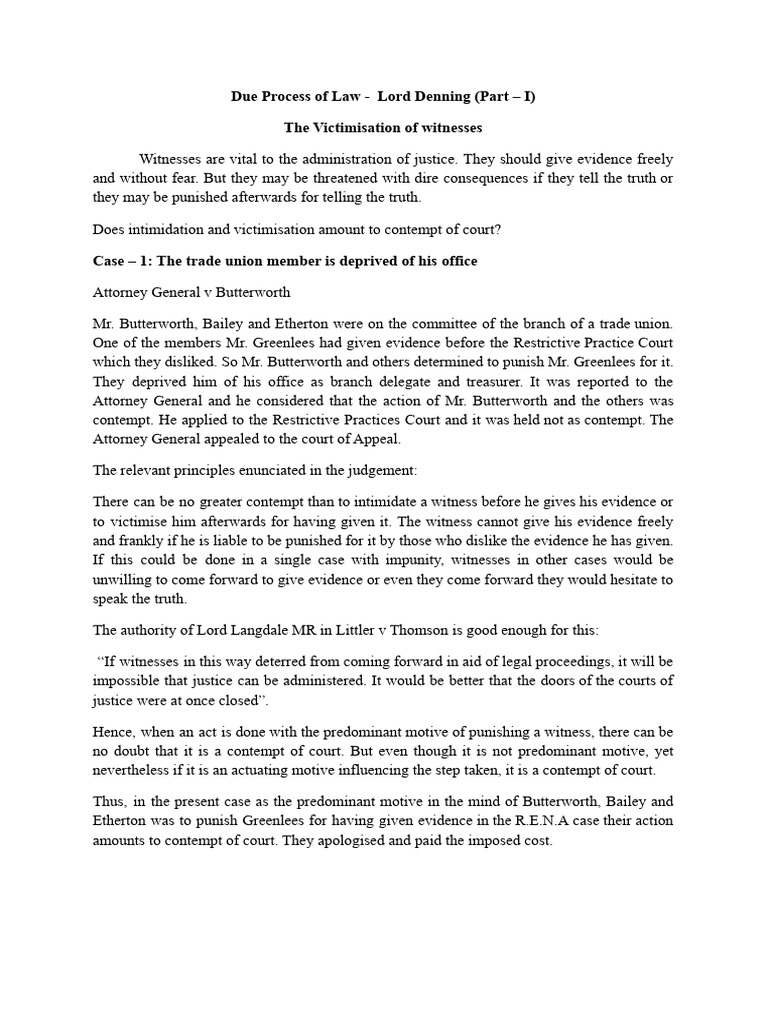 Due process of law the victimisation of witnesses 2 cases pdf