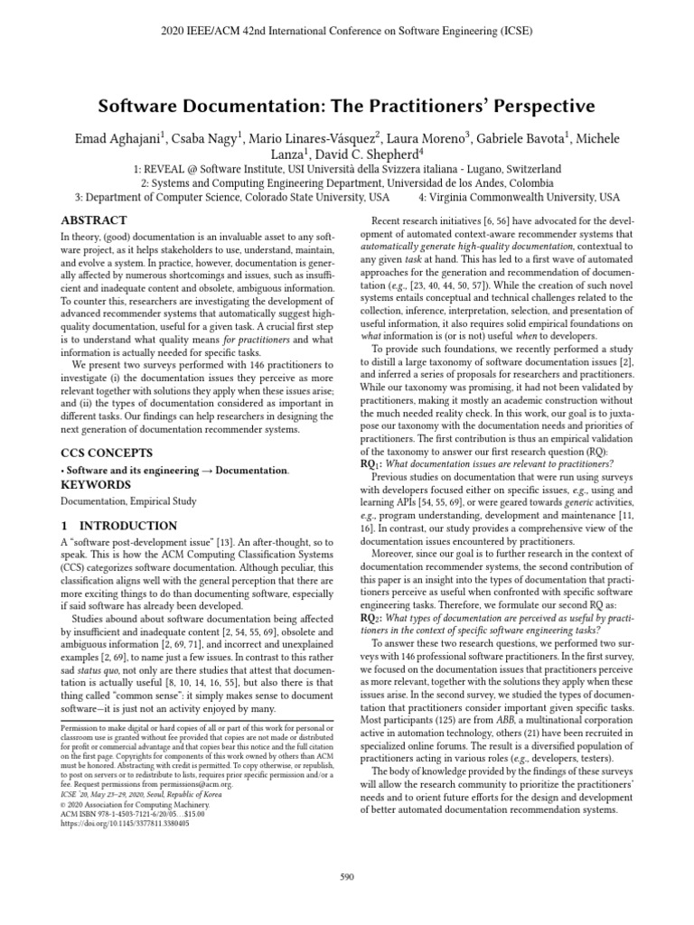 Software Documentation The Practitioners Perspective | PDF | Software ...