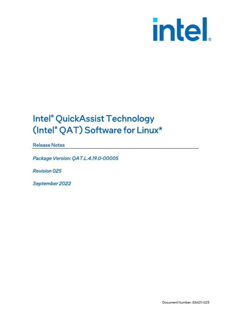 QAT Software For Linux - RN - HW v1.7 - Rev025 | PDF