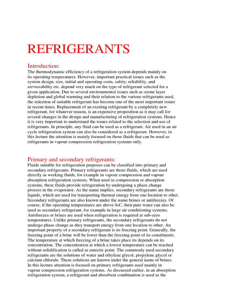 RAC U3 Refrigerants PDF Chlorofluorocarbon Refrigeration
