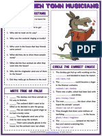 The Bremen Town Musicians Esl Printable Reading Comprehension Questions Worksheet For Kids