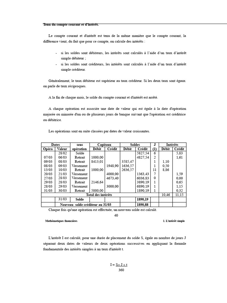 Mathématique Financière Tenue D