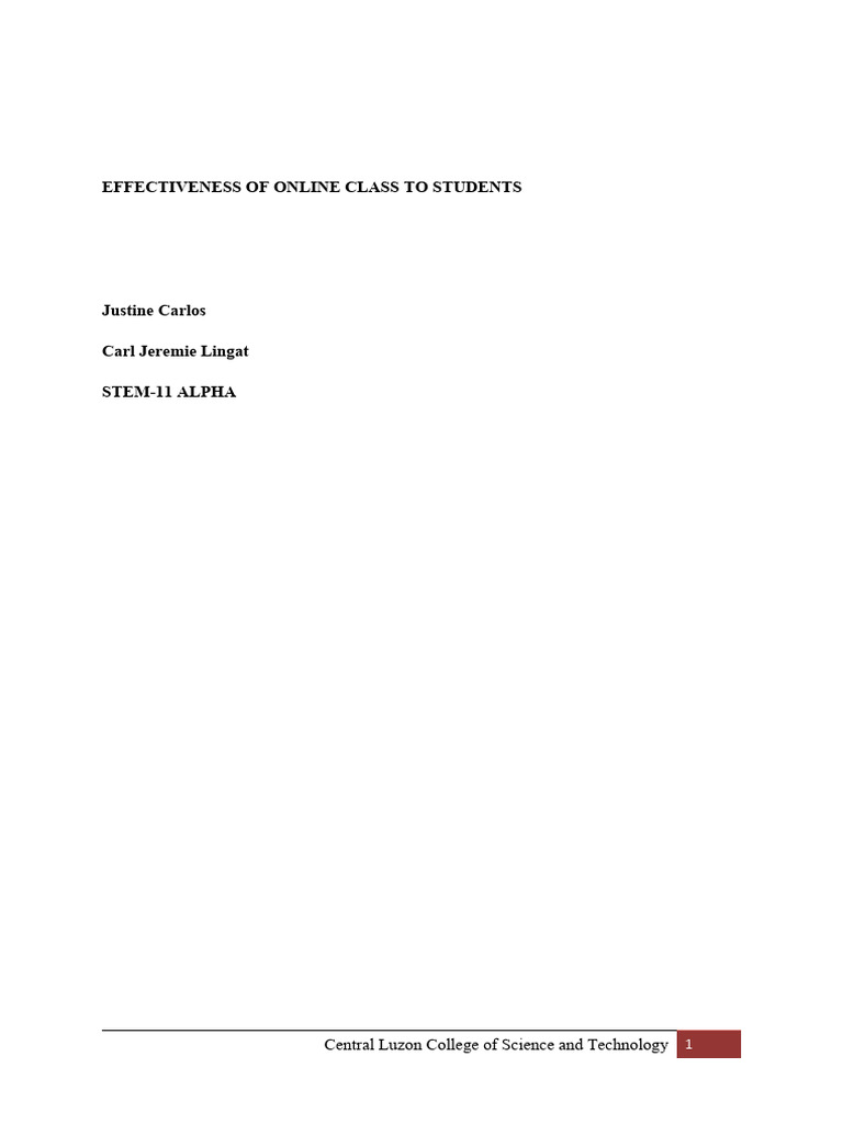 Impact of Online Classes on Student Productivity | PDF | Educational ...