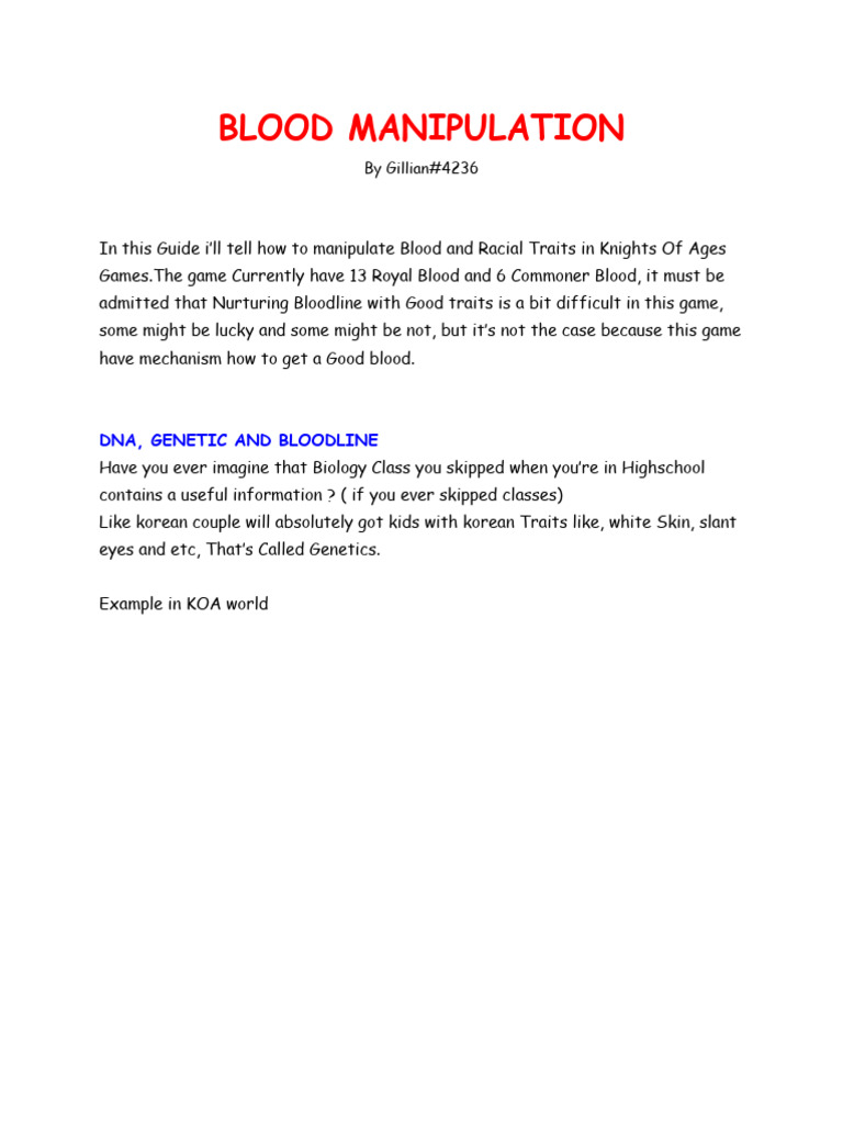 Blood Manipulation PDF