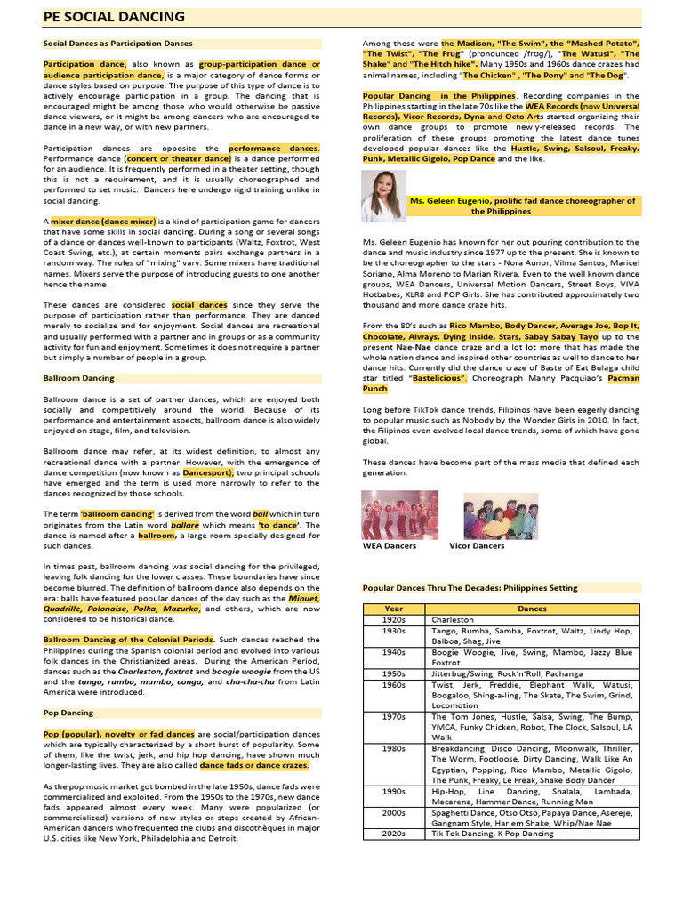 Notes Social Dances Pdf Ballroom Dance Dances
