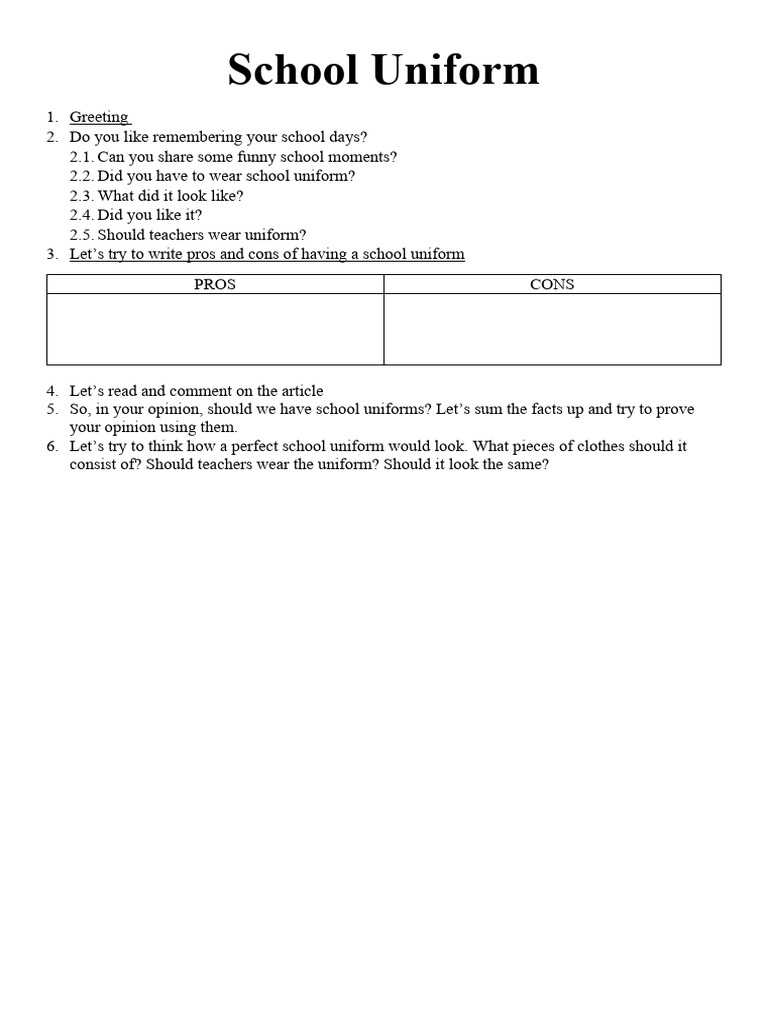 School uniform PDF Psychology Psychological Concepts