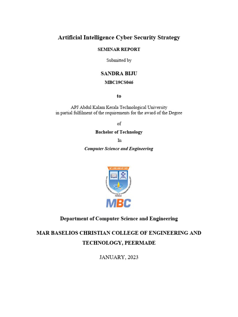 AI Cyber Security Strategy Seminar Report | PDF | Computers ...