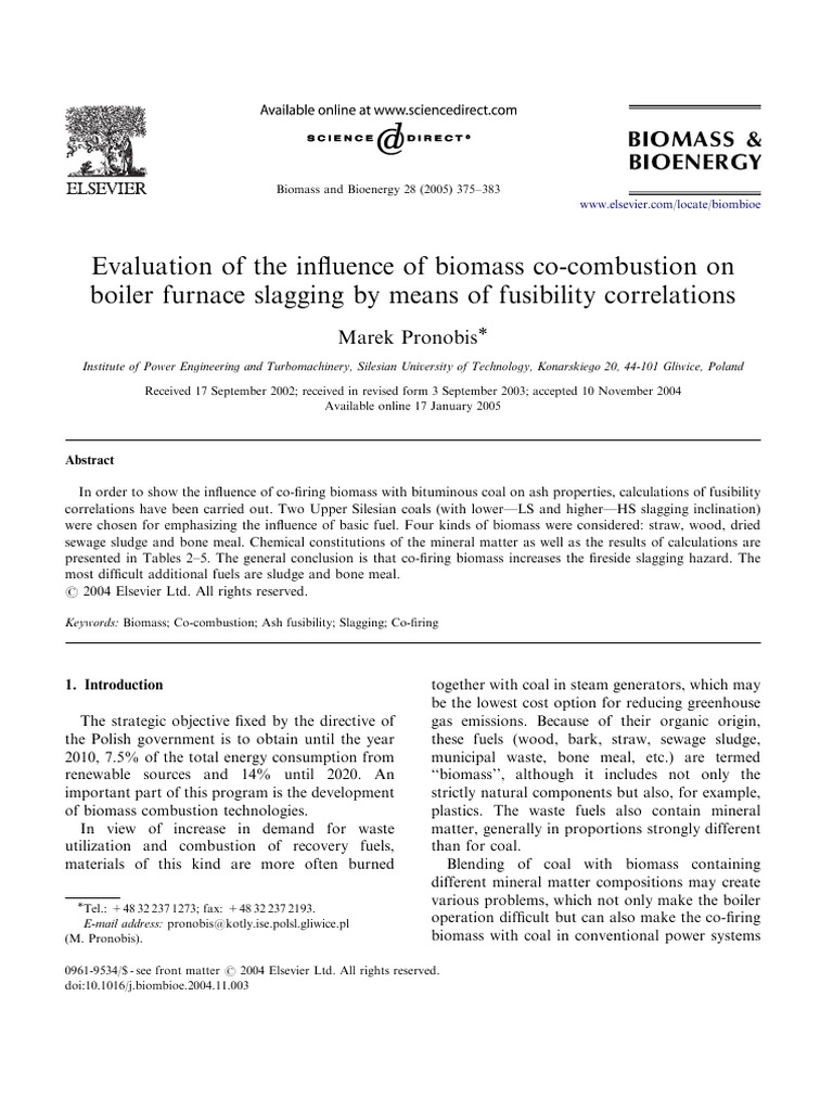 Biomass Co-Combustion Effects on Slagging | PDF | Coal | Combustion