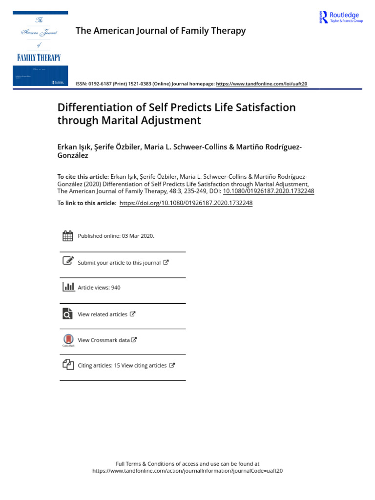 Differentiation of Self Predicts Life Satisfaction through Marital