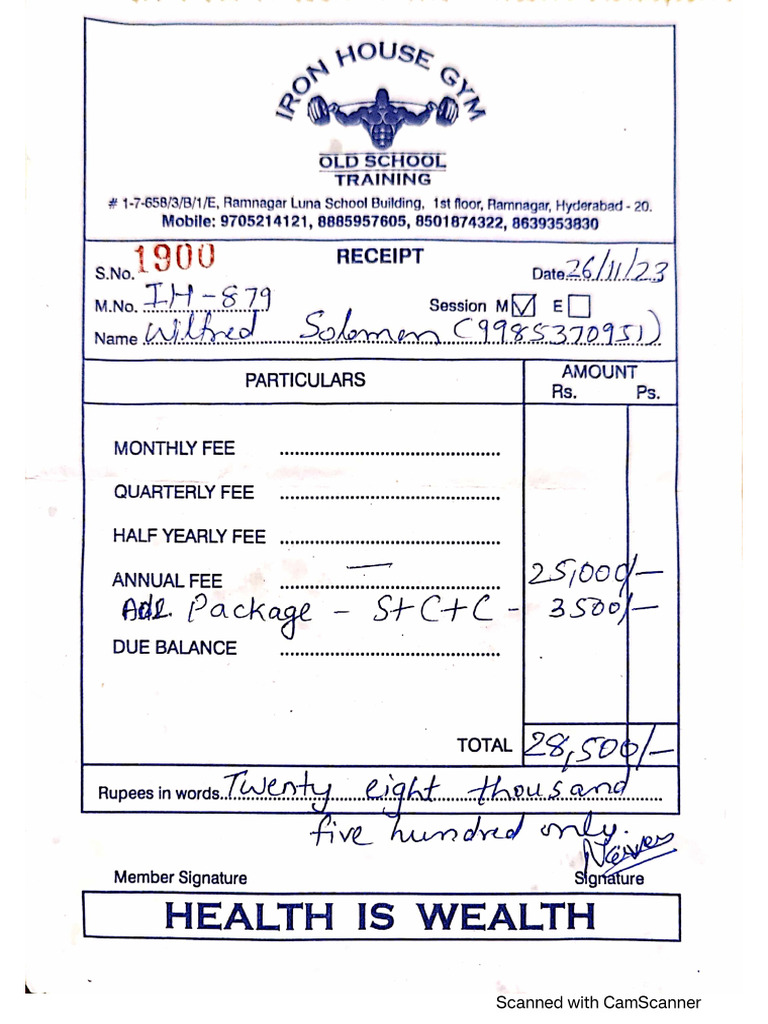 Gym Receipt | PDF
