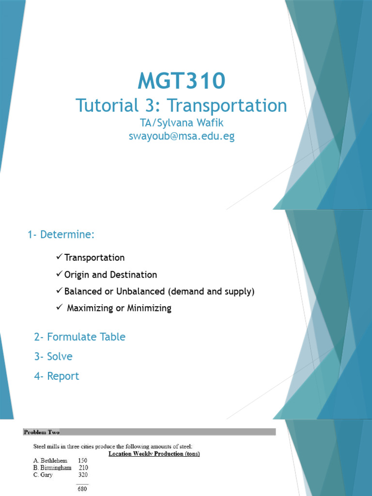 Tutorial 3 Transportation | PDF | Business | Economies