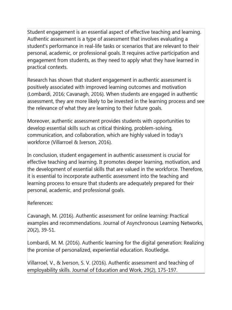 Enhancing Learning Through Authentic Assessment | PDF | Learning ...