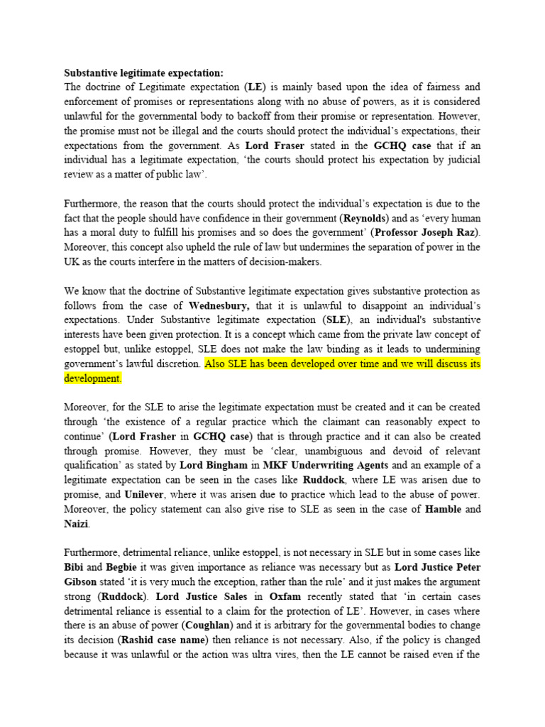Substantive legitimate expectation pdf estoppel administrative law