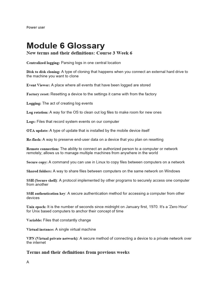 Power User Glassory PDF Computer File Operating System