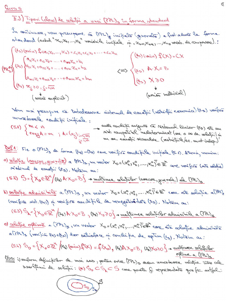 Curs 05 (Multimi Convexe, Proprietati Ale Solutiilor Unei PPL) | PDF