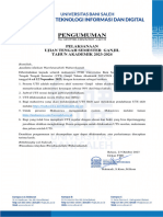 Pengumuman Pelaksanaan Ujian Tengah Semester (UTS) - FTID Ganjil 2023-2024