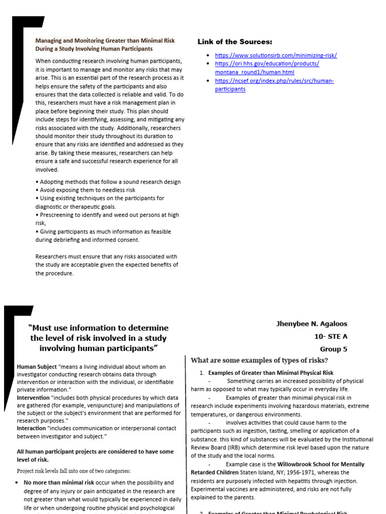 Managing High-Risk Human Studies | PDF | Risk | Psychology
