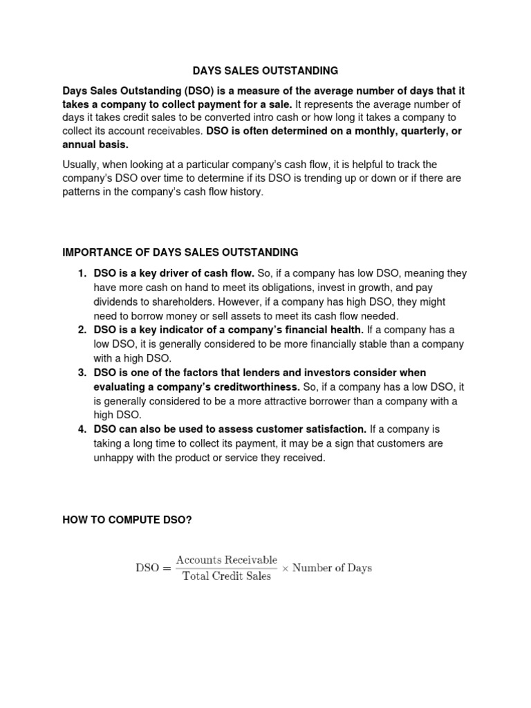 Understanding Days Sales Outstanding (DSO) | PDF | Cash | Debt