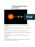 Urutan Planet Di Tata Surya Dari Yang Terkecil Sampai Terbesar