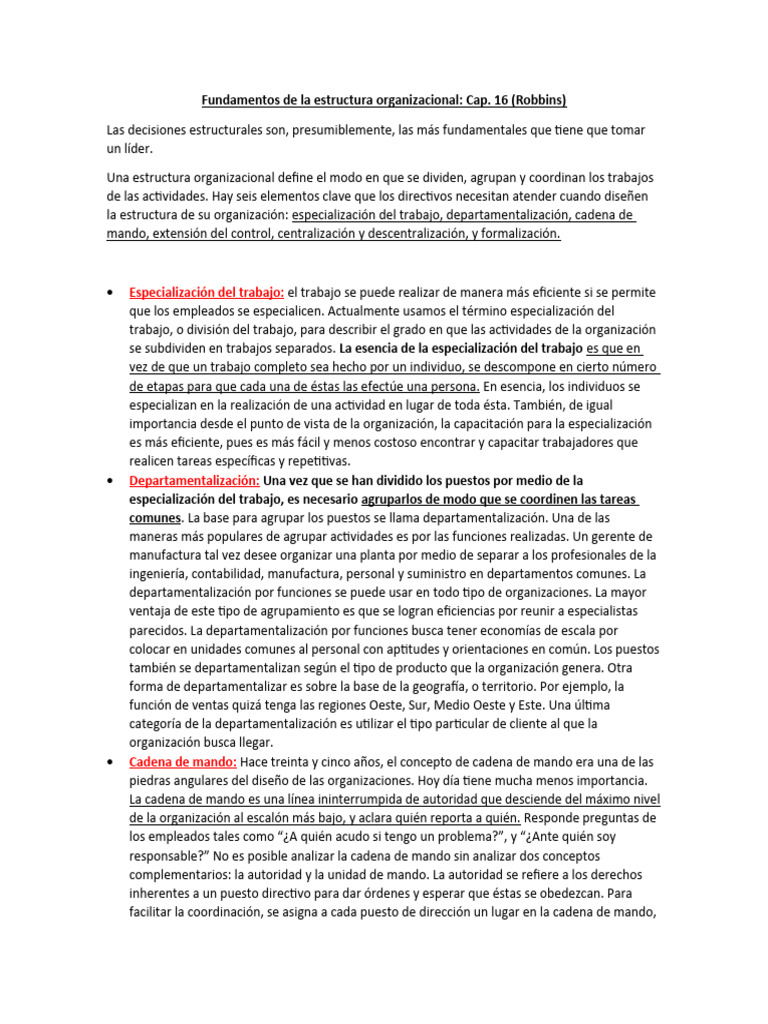 Fundamentos de La Estructura Organizacional | PDF | Toma de decisiones ...