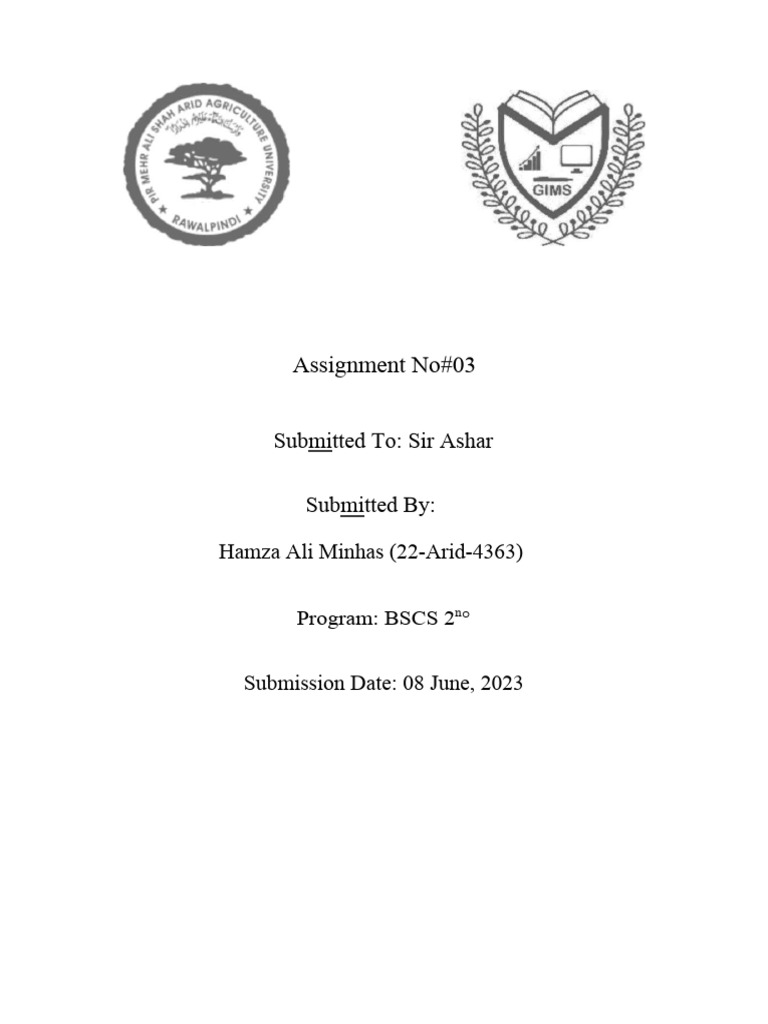 Assignment no 03 submitted to sir ashar submitted by pdf prison