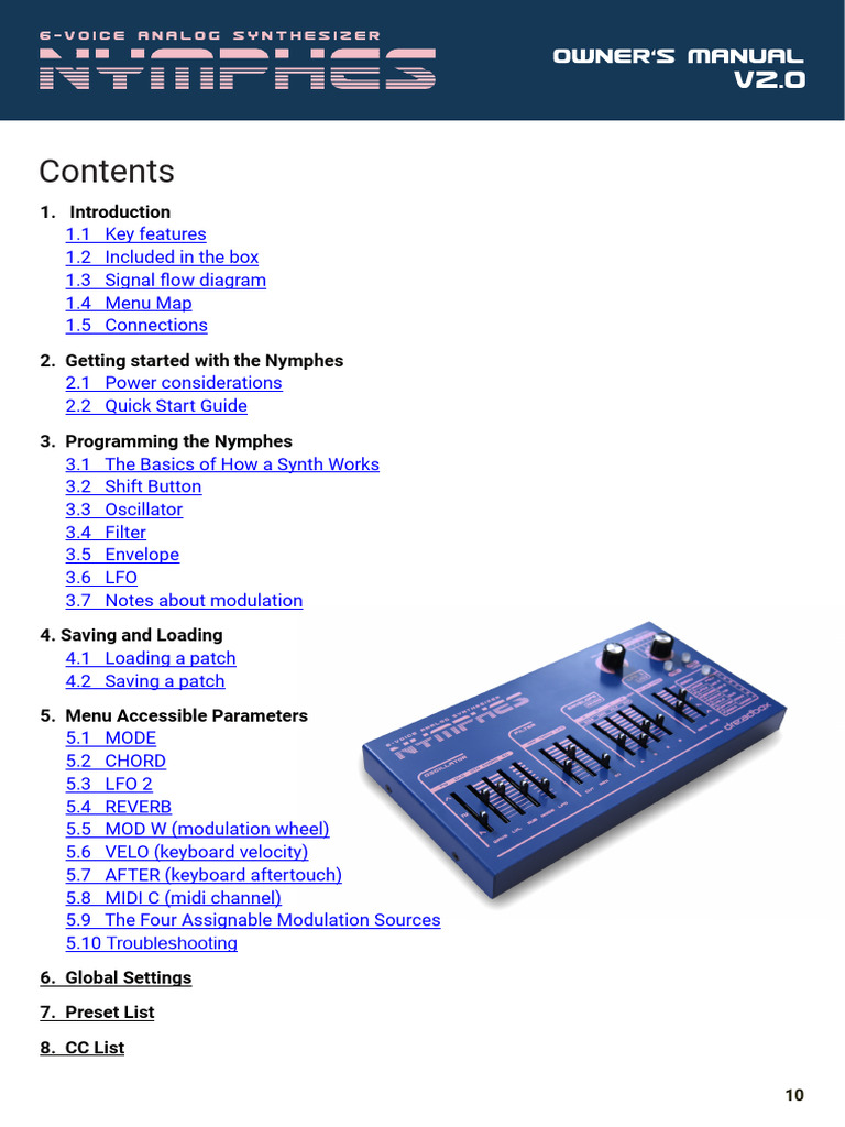 Nymphes Synthesizer User Manual | PDF | Synthesizer | Amplitude
