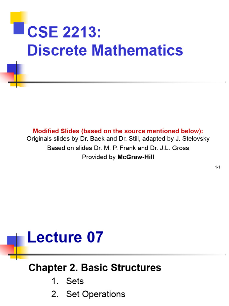 07-LEC07 Sets1 | PDF | Set (Mathematics) | Mathematical Concepts
