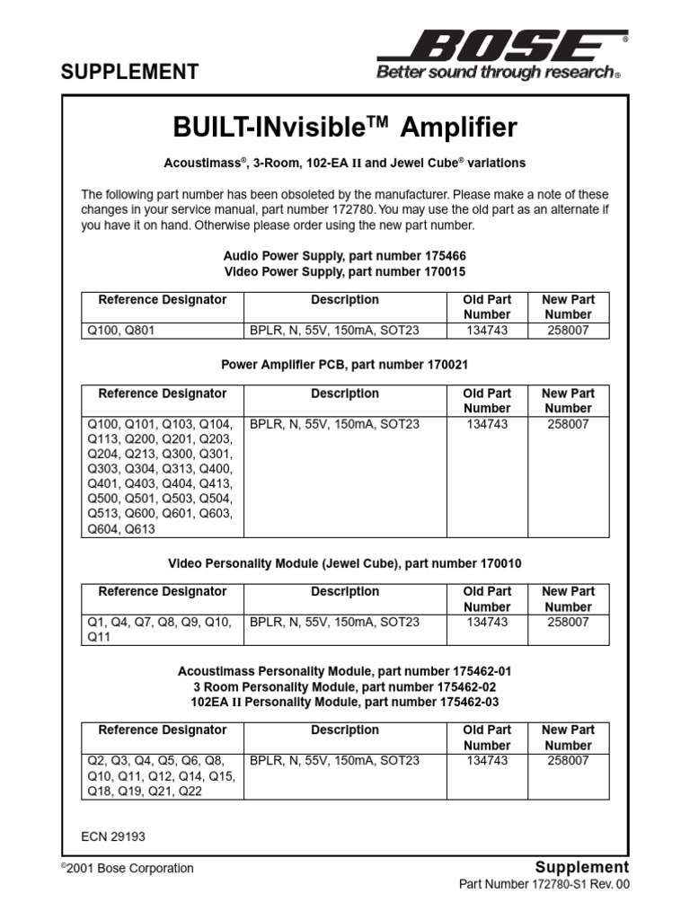 BOSE+BUILT-INVISIBLE+AMPLIFIER+SERVICE+MANUAL+_S1 | PDF | Analog ...