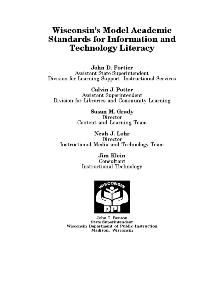 Wisconsins Model Academic Standards for Information and Technology