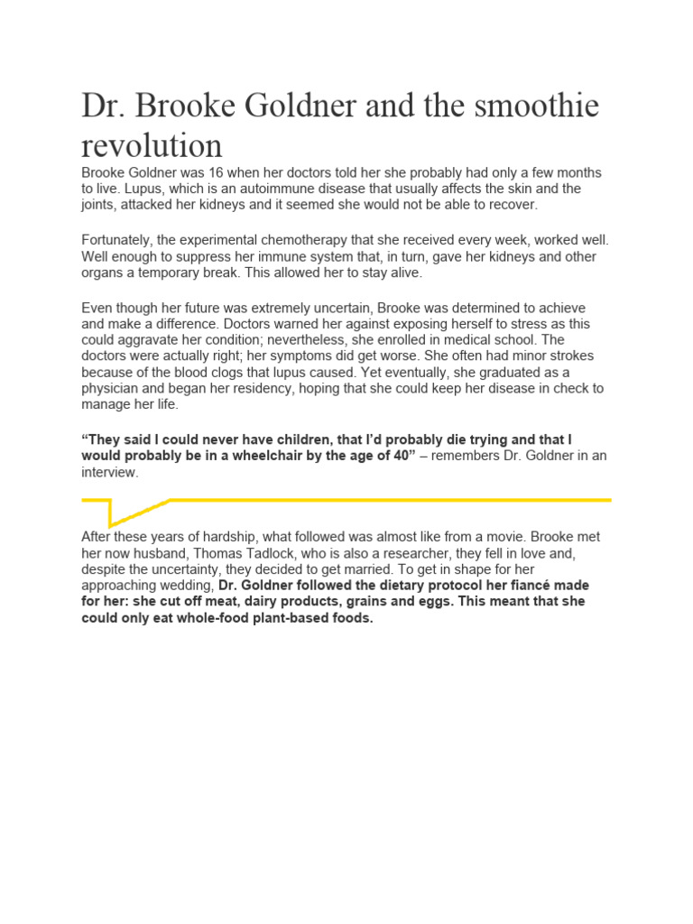 Dr. Brooke Goldner and The Smoothie Revolution | PDF | Leaf Vegetable ...