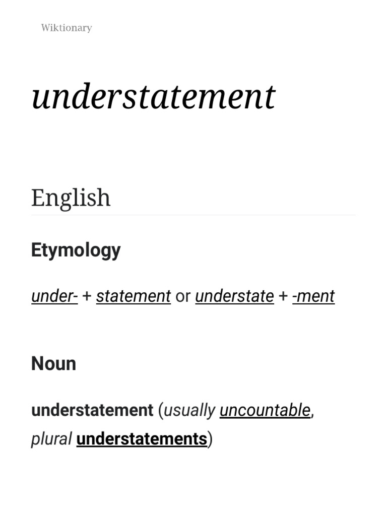 Understatement Wiktionary, The Free Dictionary PDF