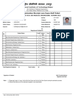 Course Registration Receipt Cum Exam Hall Ticket: National Institute of Technology Raipur
