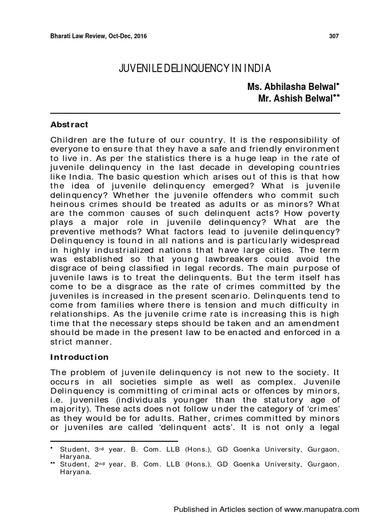Juvenile Delinquency Trends in India | PDF | Juvenile Delinquency | Crimes