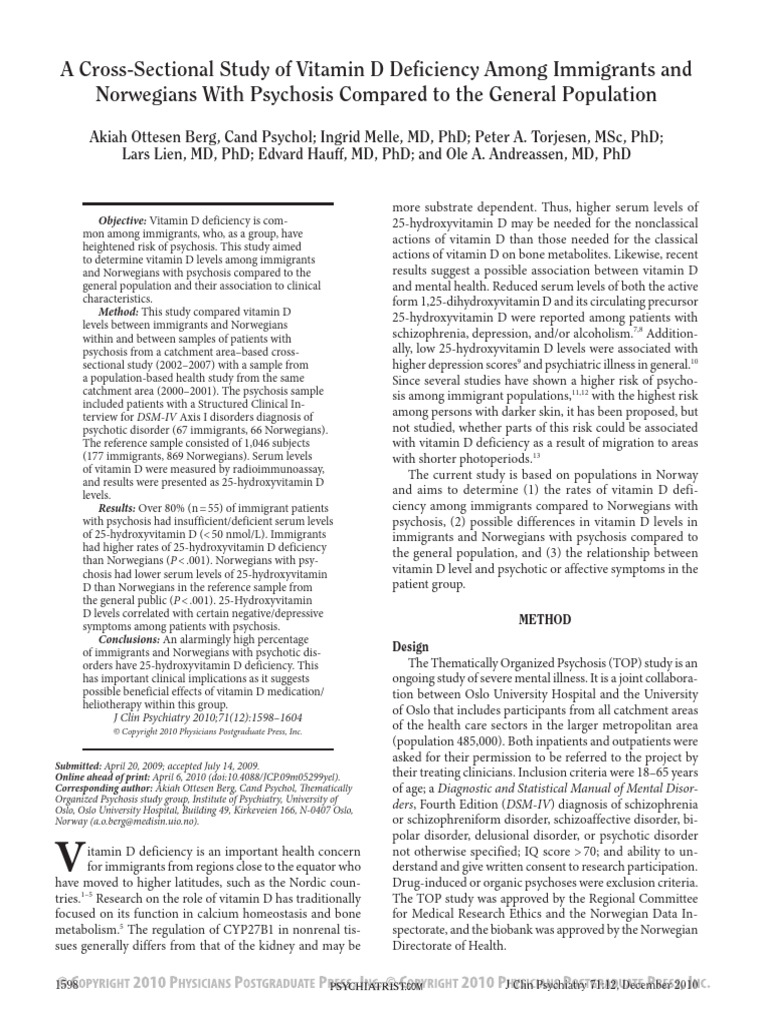 A Cross-Sectional Study of Vitamin D Deficiency Among Immigrants and ...