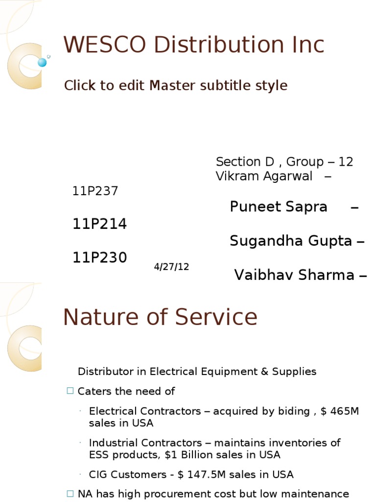 WESCO Distribution Inc Procurement Inventory