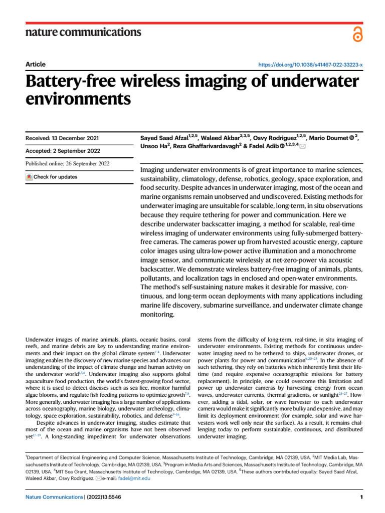 BatteryFree Wireless Imaging of Underwater Environments PDF