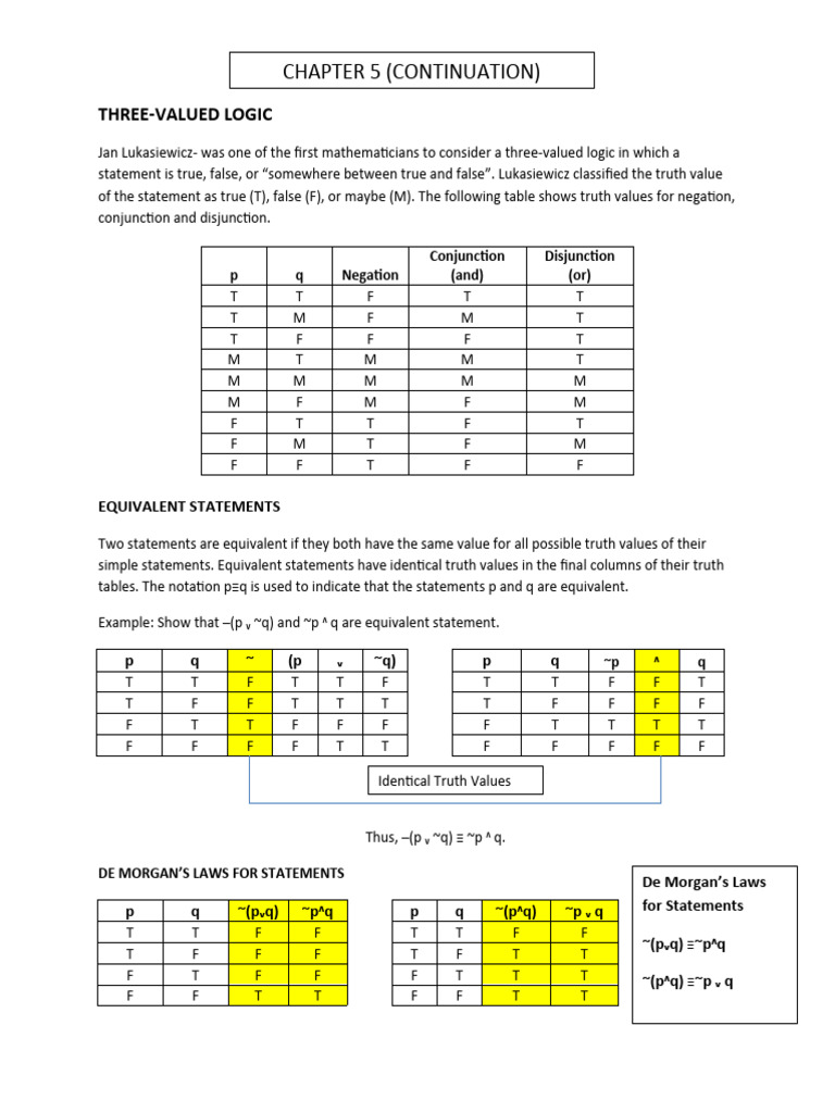 Three-Valued Logic and Applications | PDF | Syntax (Logic) | Logical ...