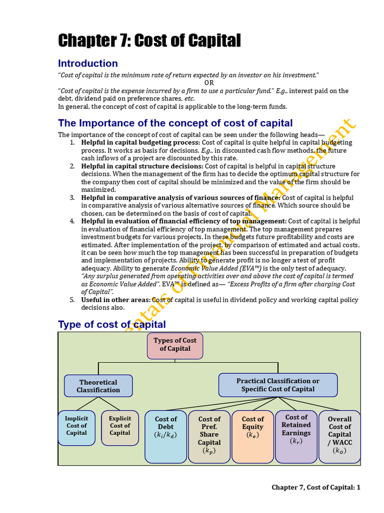 CH 7 Cost of Capital | PDF | Cost Of Capital | Dividend