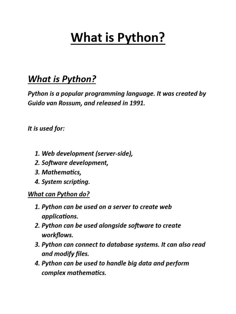 WHAT IS PYTHON | PDF | Sql | Python (Programming Language)