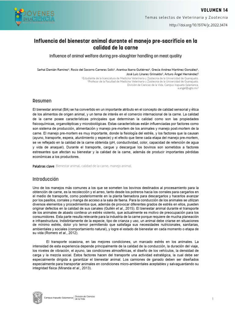 Bienestar animal y calidad de carne | PDF | Carne | Nalgas