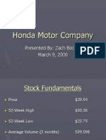 Honda Motor Company: Presented By: Zach Bodine March 9, 2006